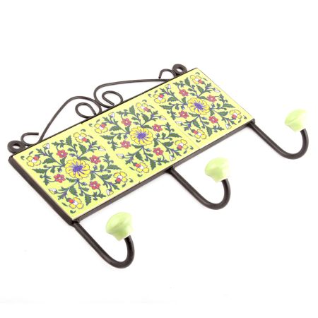 Yellow Forest Green Wheel Floral Tiles Hooks Online